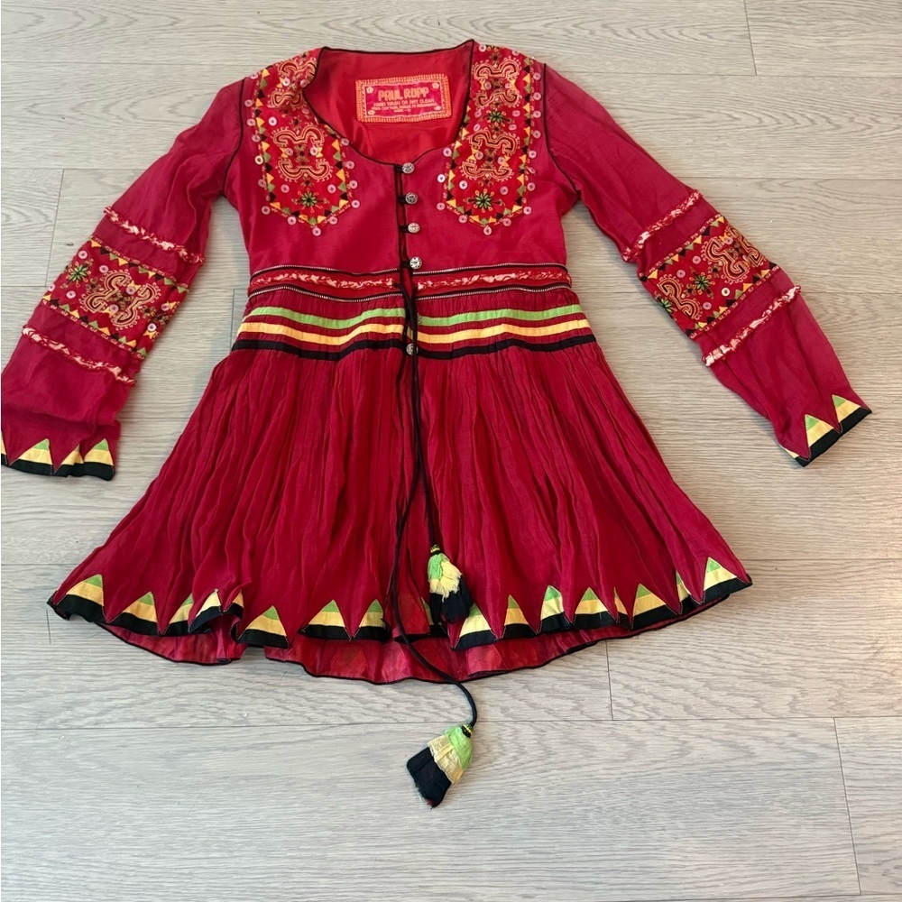 Paul Ropp Unique Embroidered Boho Tunic Top Size 2